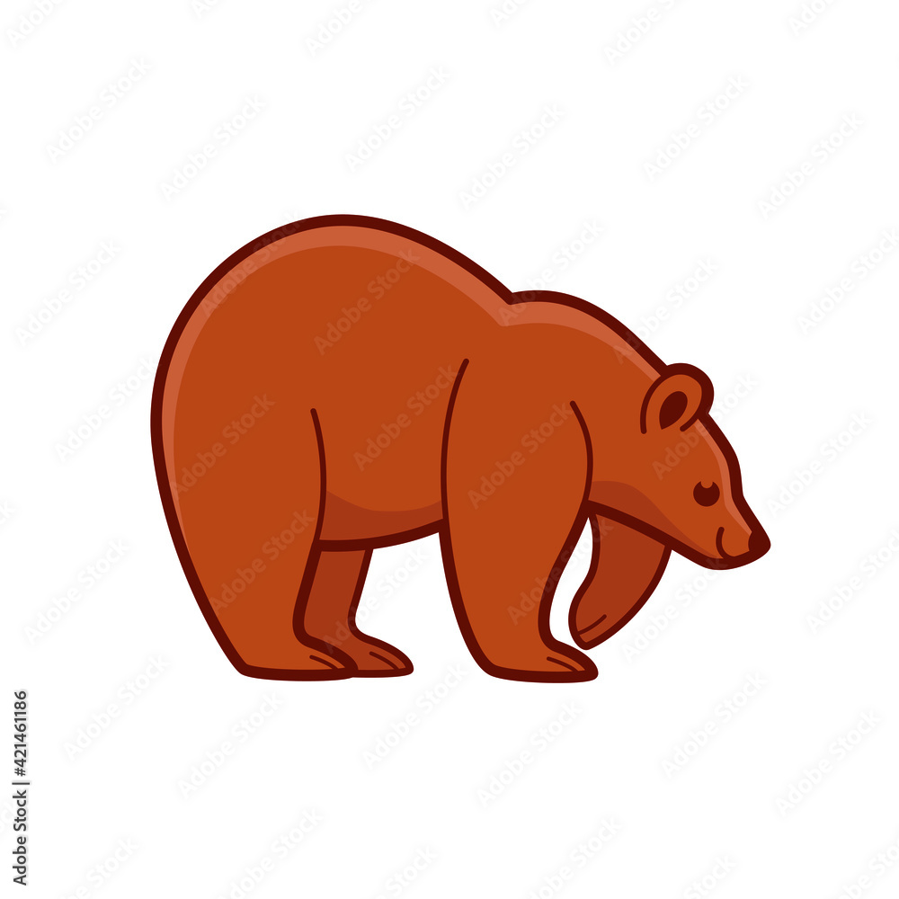 Cartoon bear, cute character for children. Vector illustration in cartoon style for abc book, poster, postcard. Animal alphabet - letter B.