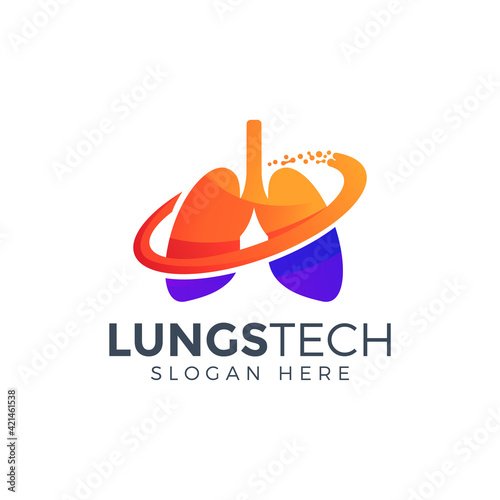creative lungs tech logo design vector illustration