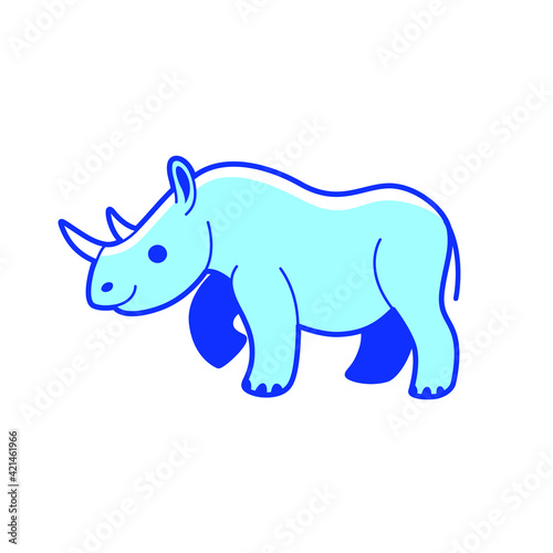 Cartoon rhino, cute character for children. Vector illustration in cartoon style for abc book, poster, postcard. Animal alphabet - letter R.