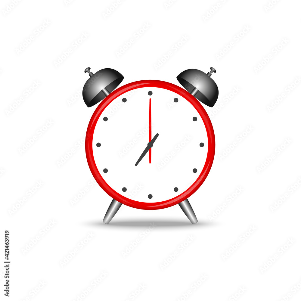 Alarm clock in red color isolated on white background. Vector illustration. Alarm clock in red color isolated on white background. Vector illustration.