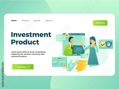 Invesment Product Illustration. Investment product customer service serving prospective customers.Invesment Product vector illustration concept.