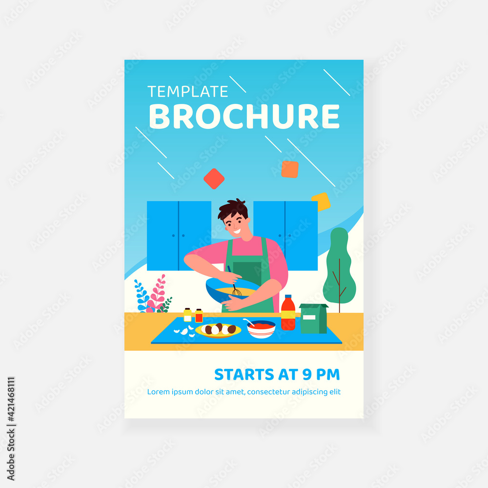 Happy man in apron mixing ingredients in bowl flat vector illustration. Cartoon guy preparing dough or cooking dessert at kitchen table. Homemade pastry and baking concept Happy man in apron mixing ingredients in bowl flat vector illustration. Cartoon guy preparing dough or cooking dessert at kitchen table. Homemade pastry and baking concept