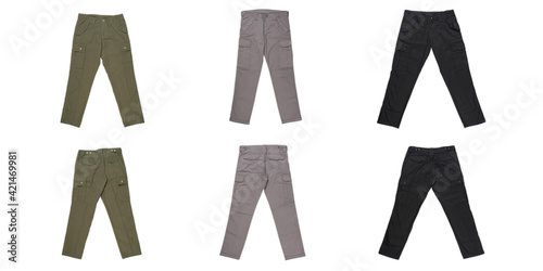 Foto Men's cargo pants isolated on white background