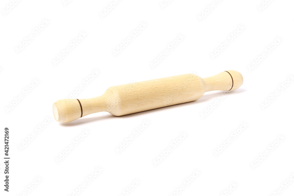 Wooden rolling pin isolated on white background Wooden rolling pin isolated on white background