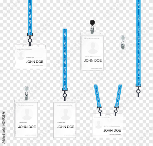 Realistic set plastic badges samples