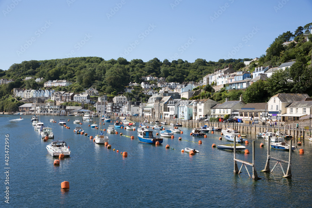 Looe Cornwall uk boats on the river in Cornish fishing town