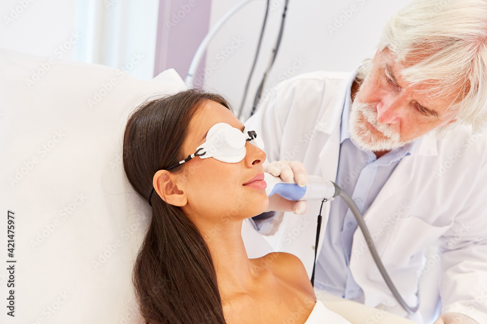 Naklejka premium Treatment of acne scars with the fractional laser