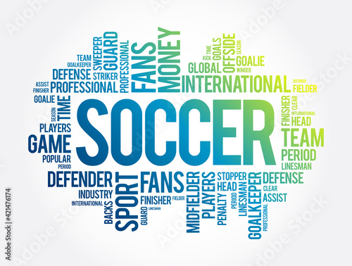 Soccer word cloud collage, sport concept background