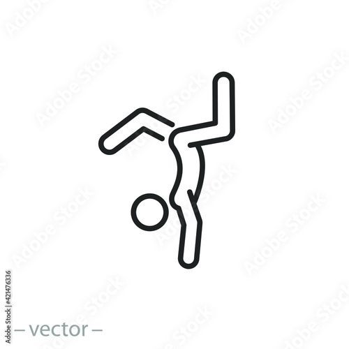 Obraz na plátne artistic gymnast icon, handstand exercise, body athlete balance, fitness gym, co