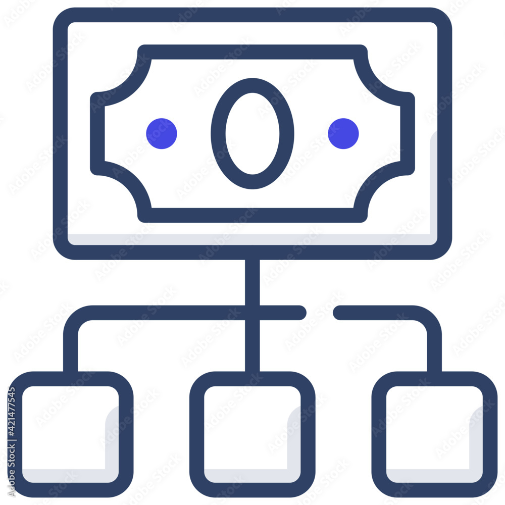 An outline design, icon of money network An outline design, icon of money network
