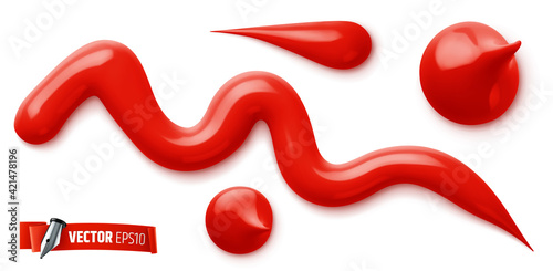 Traces de peinture rouge vectorielles sur fond blanc