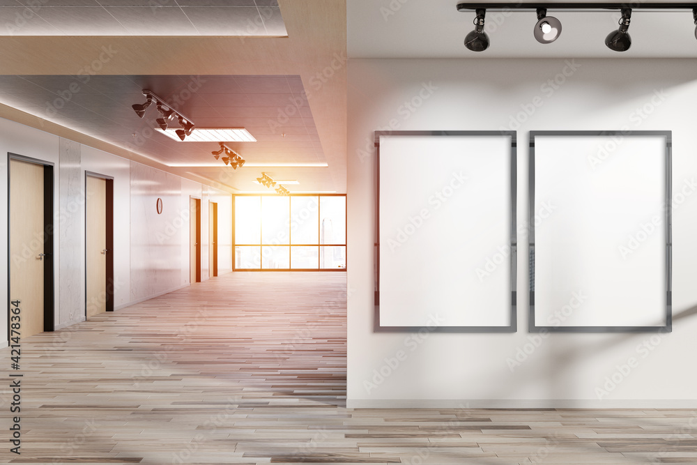Two vertical frames Mockup hanging on wall. Mock up of billboards in ...