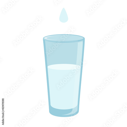 Water glass with dop icon in flat style. Soda glass vector illustration on white isolated background.