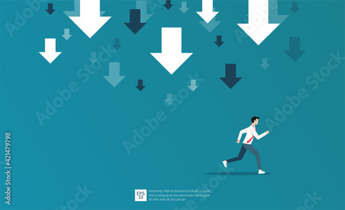 WebBusiness finance crisis concept with arrows decrease symbol. cost declining reduction or loss of income