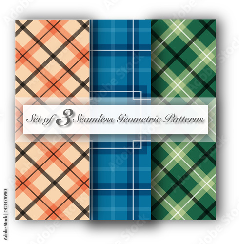 Set of 3 Seamless Geometric Patterns