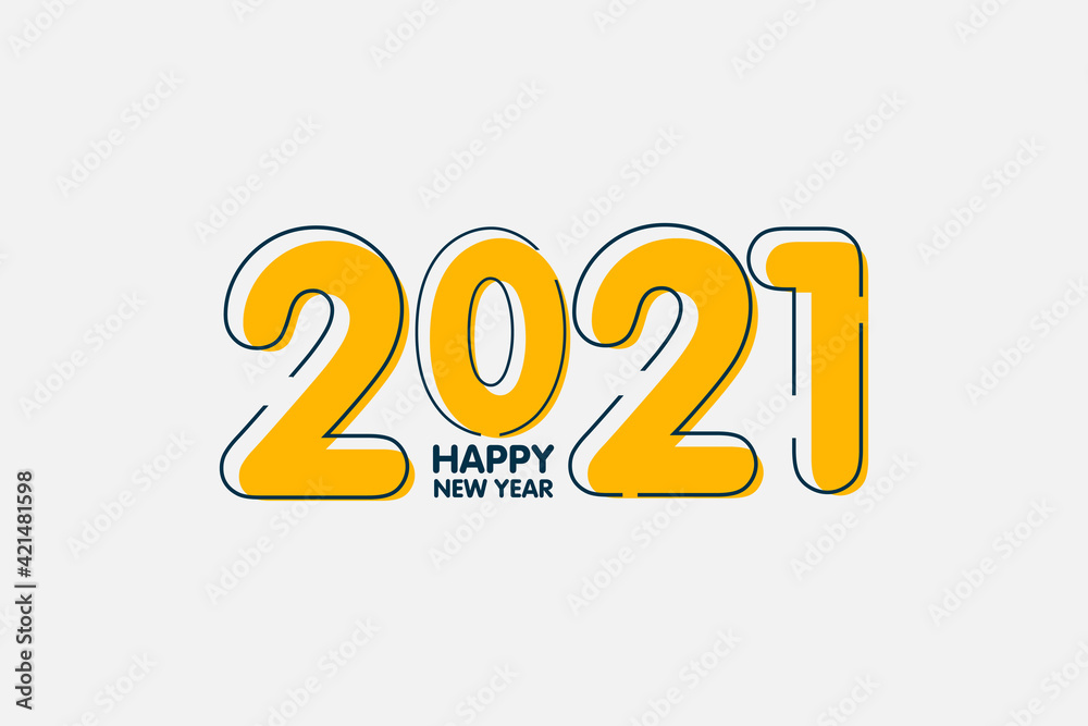 Happy new year 2021 logo text with trendy design.Colored brochure design template, card, banner design vector Happy new year 2021 logo text with trendy design.Colored brochure design template, card, banner design vector