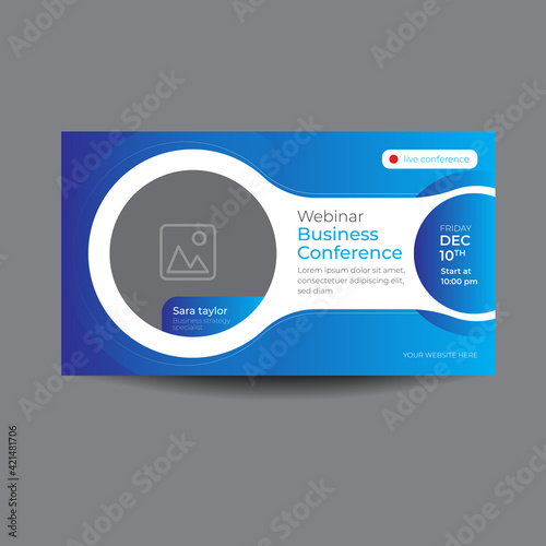 live conference webinar banner template.Business conference simple template invitation. Geometric magazine conference or poster business meeting design banner.