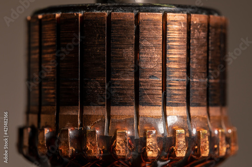 Εκτύπωση καμβά Copper commutator bar of the electric motor close up