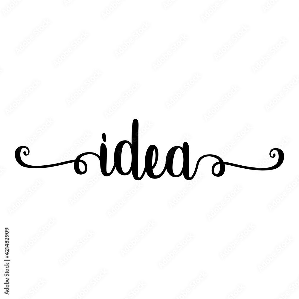 Banner con texto manuscrito idea escrito a mano con florituras en color negro Banner con texto manuscrito idea escrito a mano con florituras en color negro