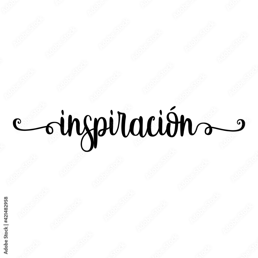 Banner con texto manuscrito inspiración escrito a mano en español con florituras en color negro Banner con texto manuscrito inspiración escrito a mano en español con florituras en color negro