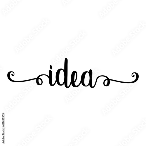 Banner con texto manuscrito idea escrito a mano con florituras en color negro