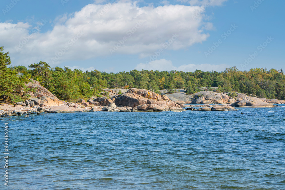 View of the rocky coast and sea, Hanko, Finland