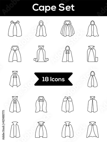 Illustration of Cape Icon Set in Flat Style.