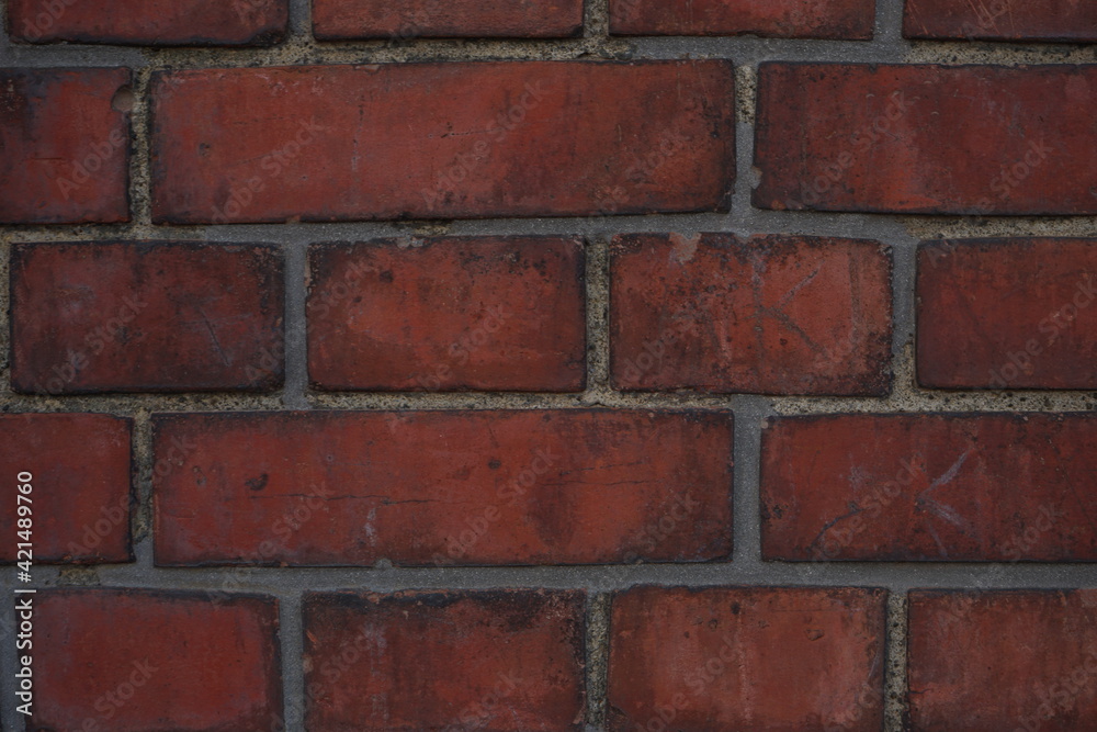 Red brick tile on the wall, background image - 赤レンガ  壁	