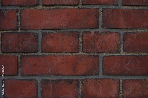 Red brick tile on the wall, background image - 赤レンガ 壁 