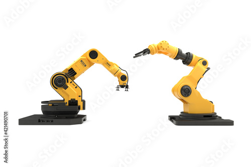 The robotic arm on white background with clipping path Fototapet