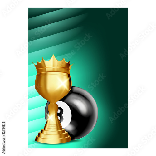 Billiard Pyramid Champion Cup Flyer Banner Vector