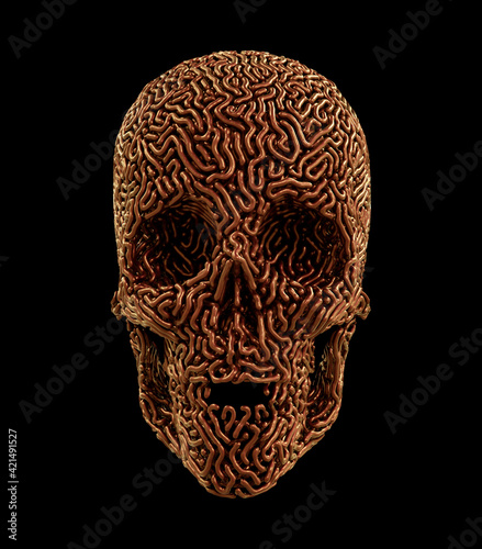 Metalwork Of Carved Human Skull