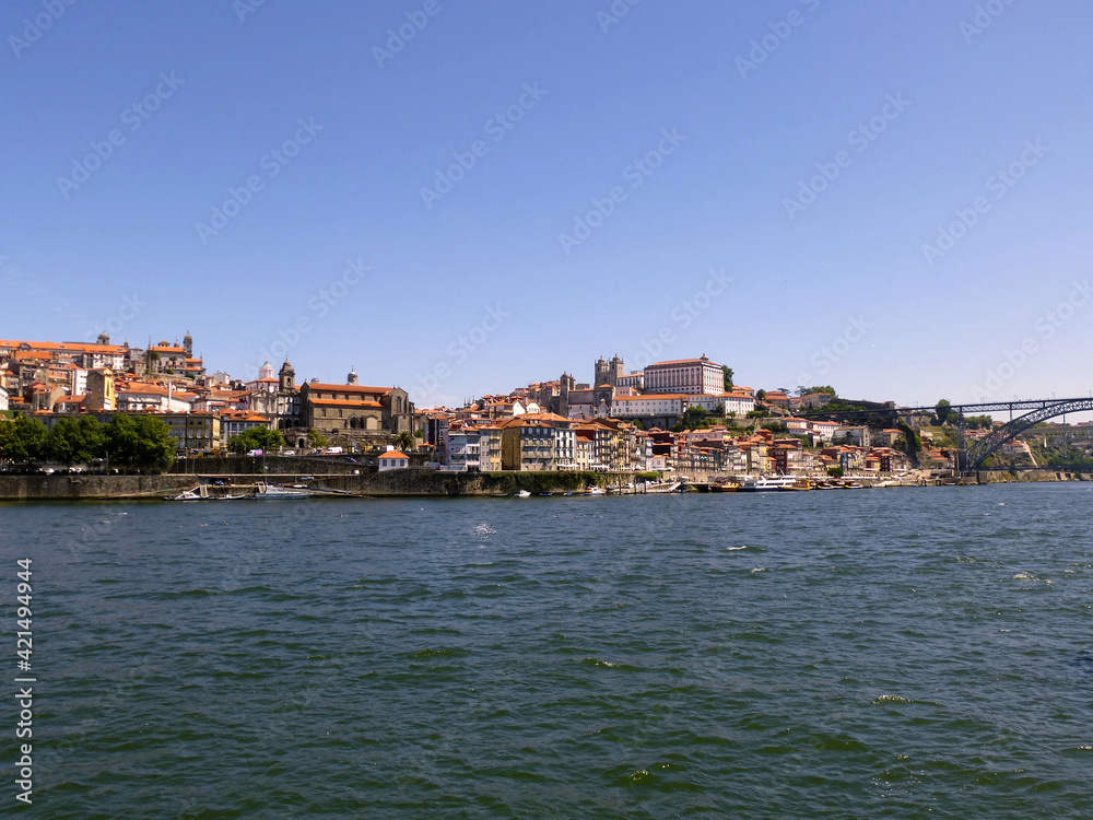View of Ribeira district with the Douro river in Porto, Portugal, Europe