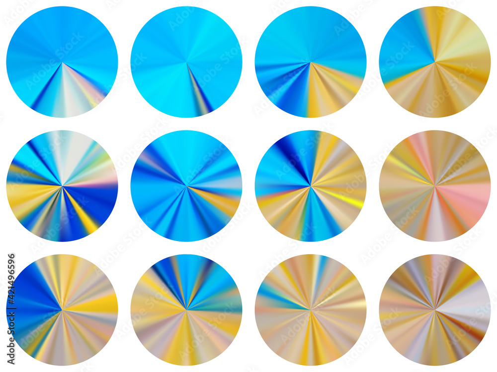 Circle radial metallic gradient web elements vector set. Circle radial metallic gradient web elements vector set.