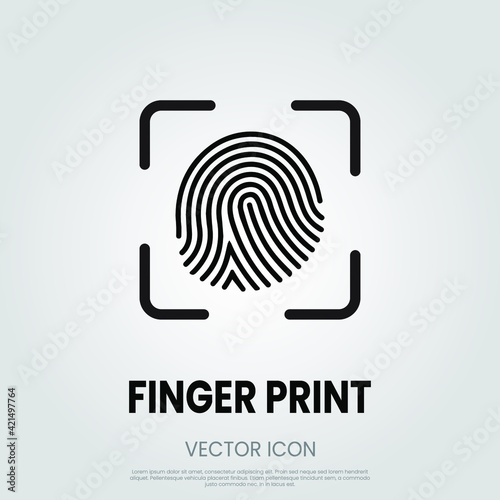 Human fingerprint / finger print or biometric scan line art vector icon for apps and websites. Eps10 vector illustration.