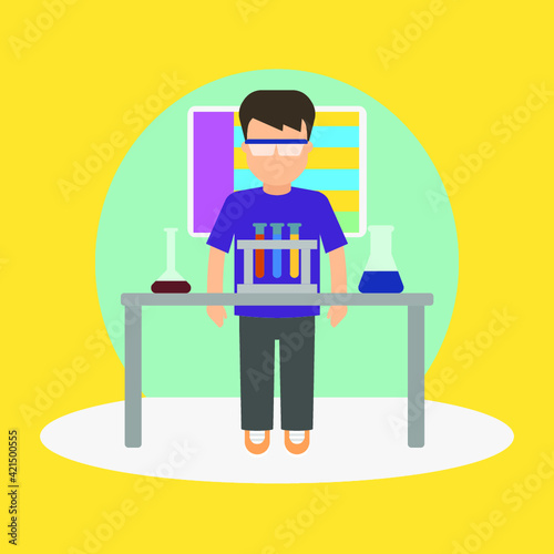 Vector illustration of school and pupils life. 
