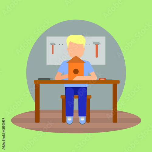 Vector illustration of school and pupils life. 