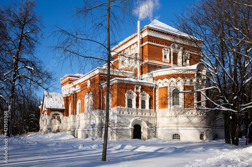 Facade of historic building of the 8th century in the city of Gus-Khrustalny. Russia