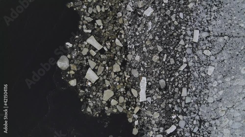 A top view of rocky coast in 4K