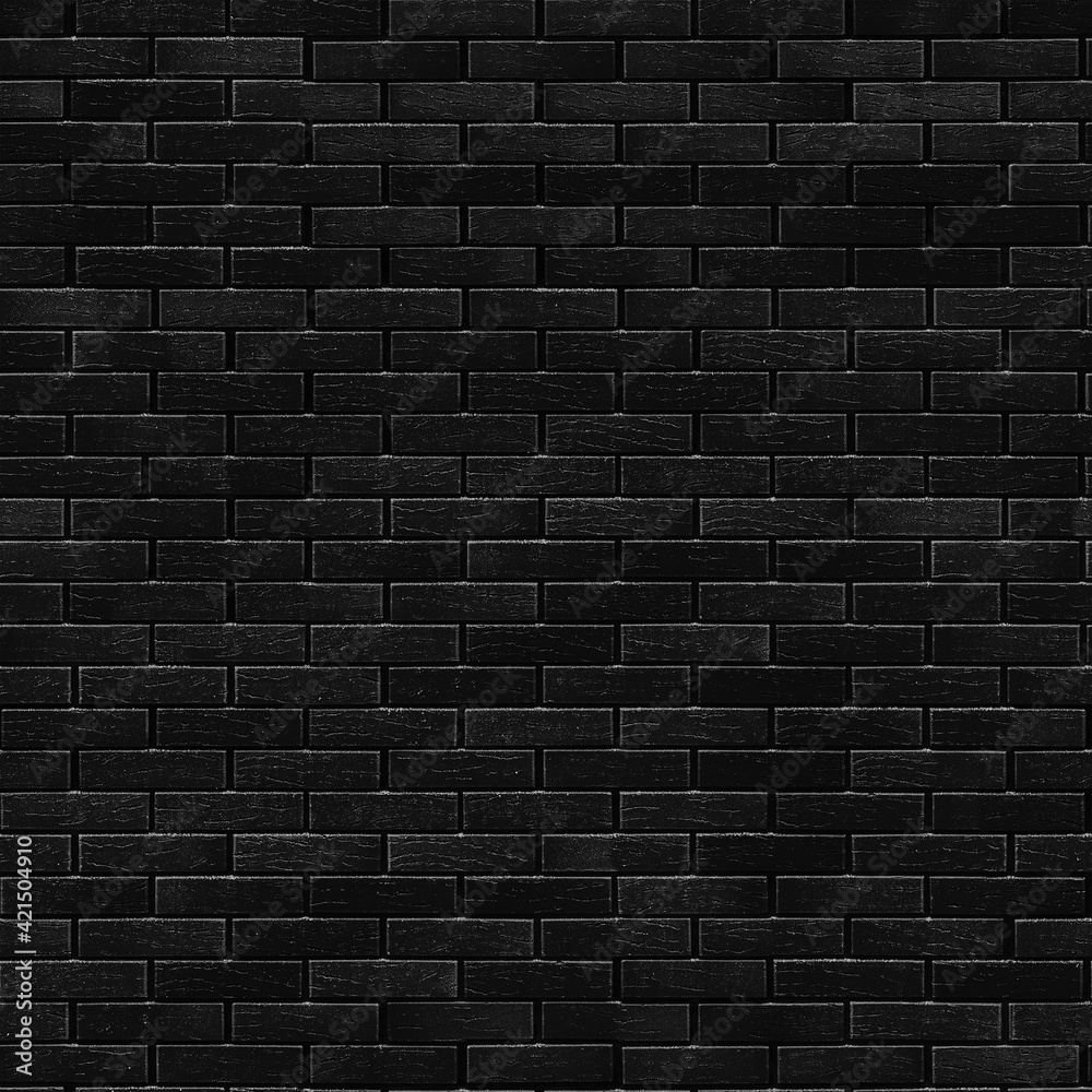 Seamless texture Black Brick in winter frost.