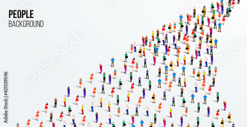 Template with a crowd of people standing in a line. People crowd. Vector illustration