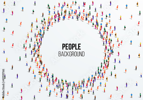 Large group of people on white background. People crowd concept. Vector illustration