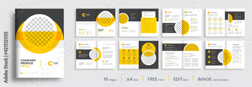 Brochure template layout design, minimal business brochure orange color shape design, annual report, company profile, editable template layout.