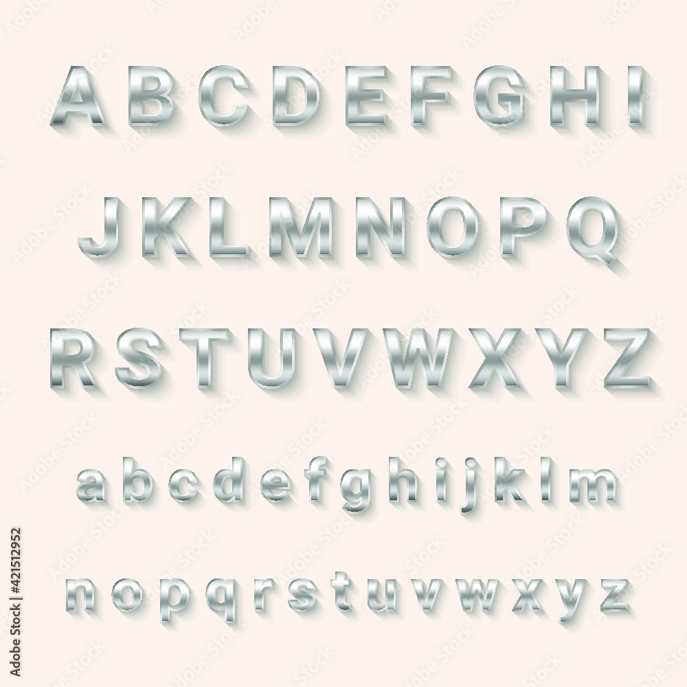 Silver Alphabet A to Z with Capital and Small Letters Silver Alphabet A to Z with Capital and Small Letters
