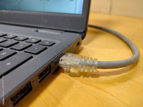 cable on laptop