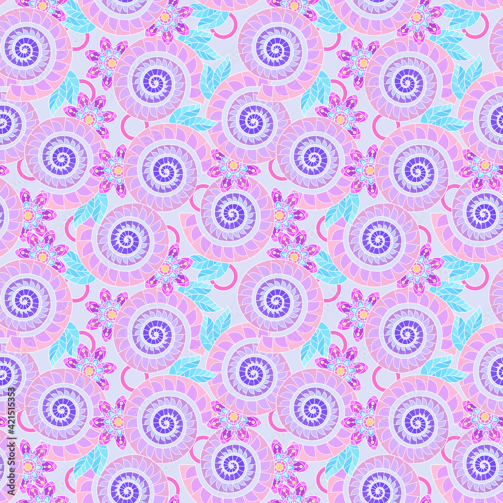 Vector floral background with hand made pattern in pastel colors.
