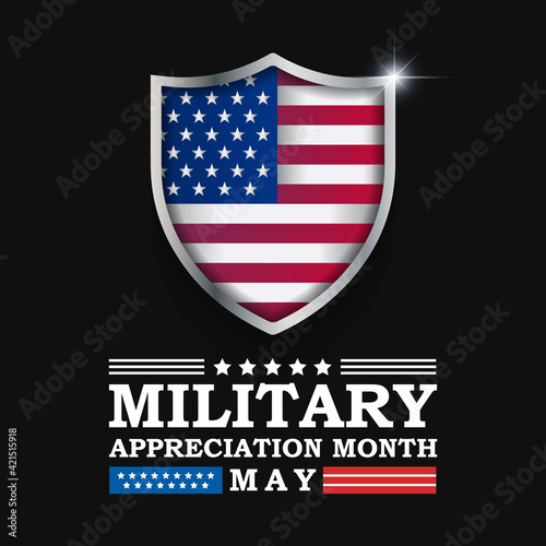 National Military Appreciation Month (NMAM) is celebrated every year in May and is a declaration that encourages U.S. citizens to observe the month in a symbol of unity. Vector illustration