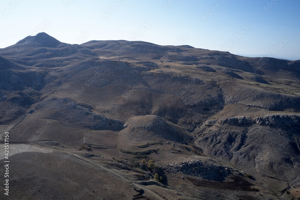 Fototapeta premium Nature landscape with mountains and blue sky.