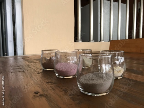 colorful beverage powder on the table