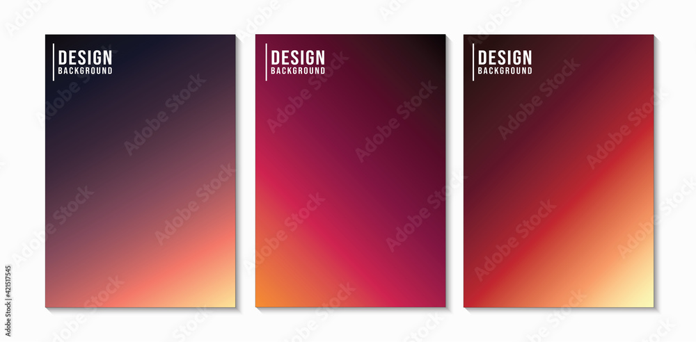 Set of Red Gradient Abstract Background.